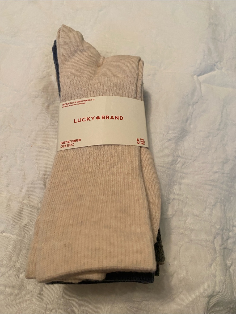 Lucky Brand Men's Crew Socks - Beige & Navy Pack